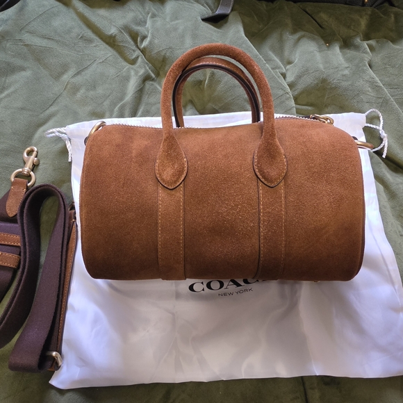 Coach Suede Satchel in Chestnut Brown - Picture 2 of 7